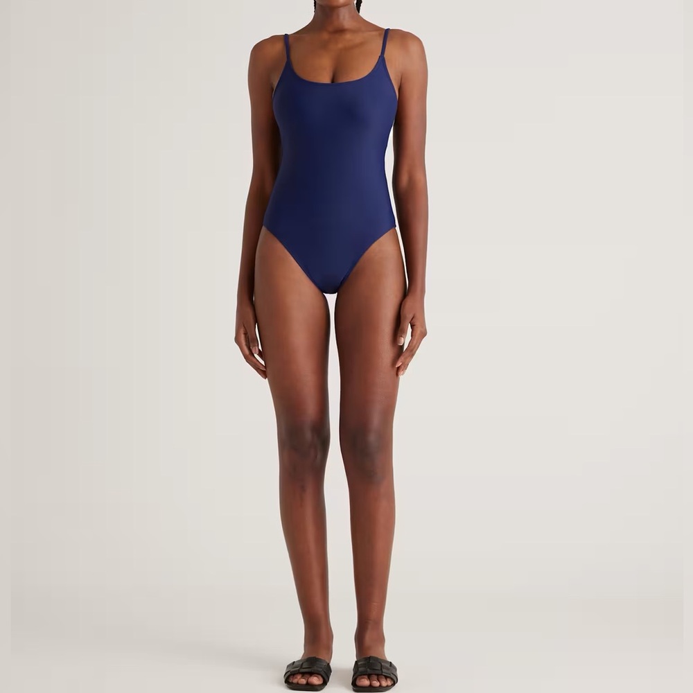 NWT Quince Italian Cami One-Piece Swimsuit – Navy Blue, Size S, M, L and XL
